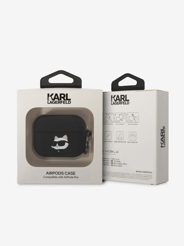 Karl Lagerfeld Θήκη σιλικόνης με 3D λογότυπο NFT Choupette Head για Airpods Pro Μαύρο Karl Lagerfeld