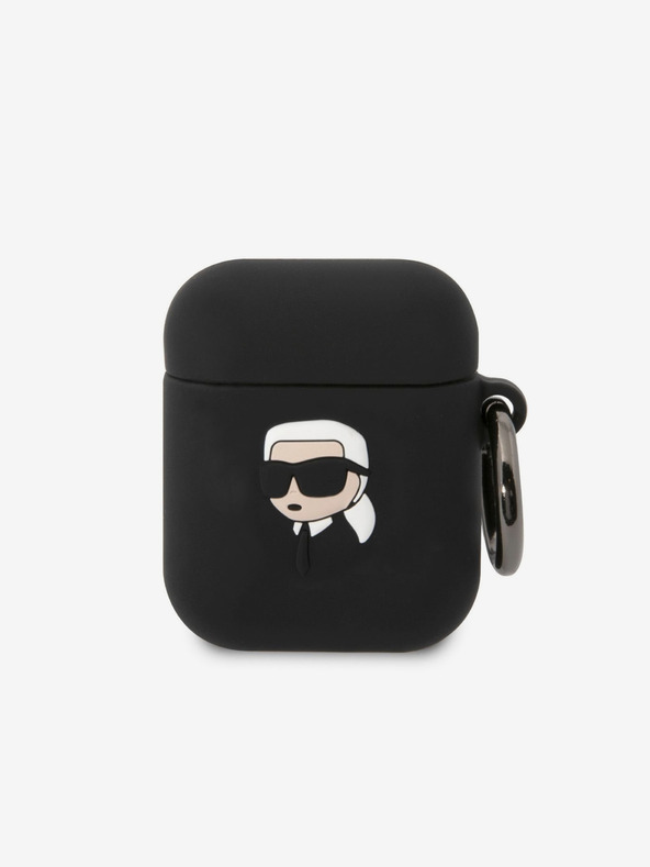 Karl Lagerfeld Θήκη σιλικόνης με 3D λογότυπο NFT Karl Head για Airpods 1/2 μαύρο Karl Lagerfeld