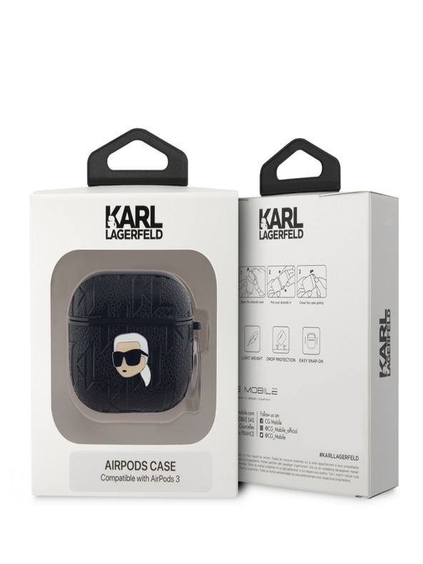 Karl Lagerfeld Θήκη κεφαλής Karl Lagerfeld PU με ανάγλυφο Karl για AirPods 3 Μαύρο