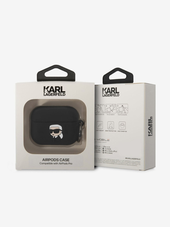 Karl Lagerfeld Θήκη σιλικόνης με 3D λογότυπο NFT Karl Head για Airpods Pro Μαύρο Karl Lagerfeld