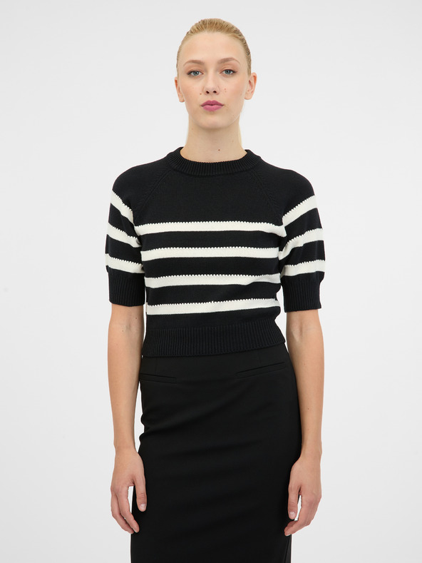 Orsay Μαύρη γυναικεία κοντομάνικη μπλούζα ORSAY