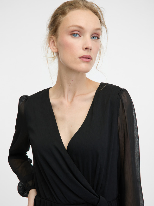 Orsay Μαύρο γυναικείο φόρεμα μέχρι το γόνατο ORSAY