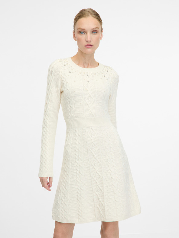 Orsay Κρέμα Γυναικείο φόρεμα μέχρι το γόνατο ORSAY