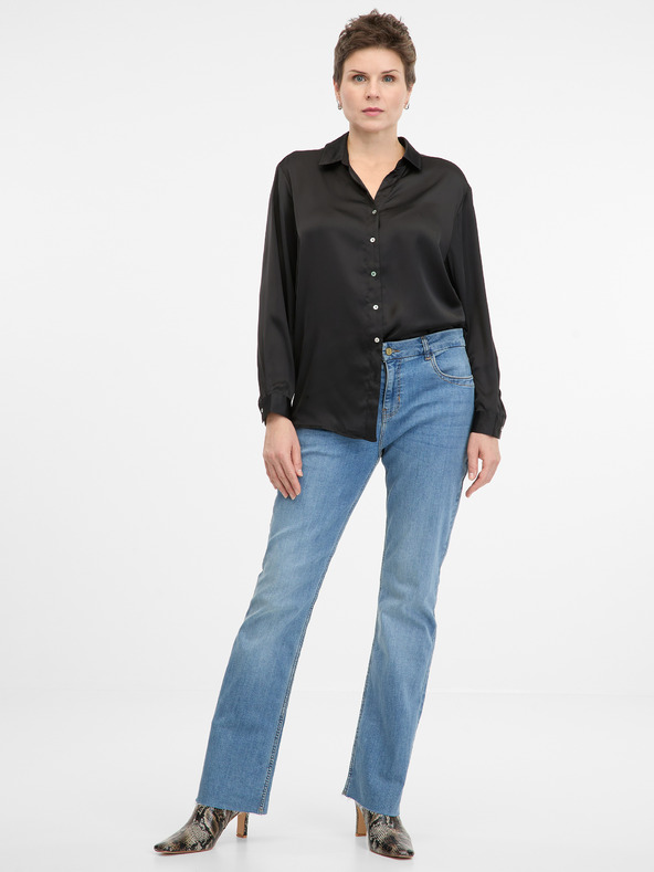 Orsay Μαύρο γυναικείο πουκάμισο με γιακά ORSAY