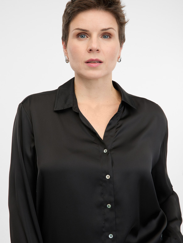Orsay Μαύρο γυναικείο πουκάμισο με γιακά ORSAY