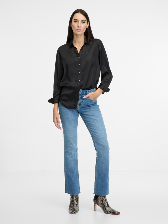 Orsay Μαύρο γυναικείο πουκάμισο με γιακά ORSAY