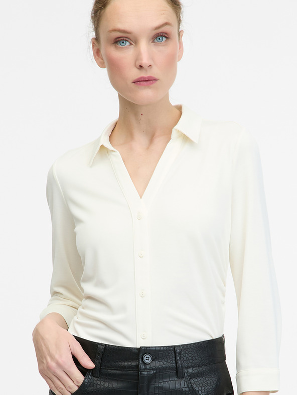 Orsay Κρεμ μπλούζα με γιακά ORSAY