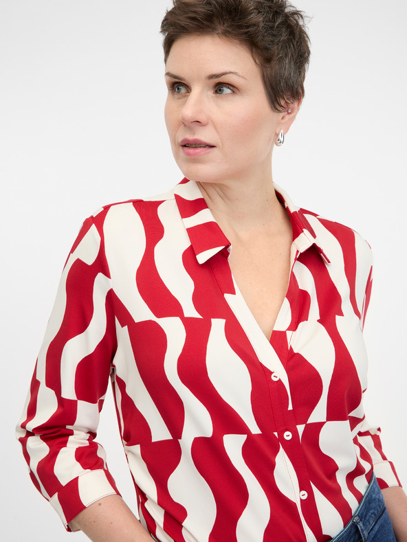 Orsay Κόκκινη μπλούζα με γιακά ORSAY