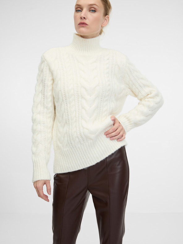 Orsay Καφέ γυναικείο δερμάτινο παντελόνι ORSAY