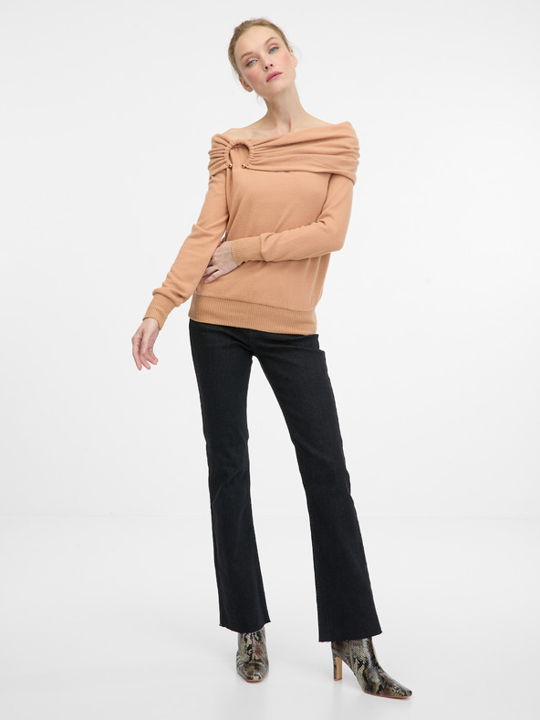 Orsay Γυναικείο μακρυμάνικο μπλουζάκι ORSAY σε ανοιχτό καφέ χρώμα