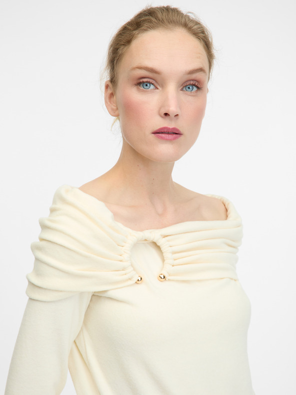 Orsay Κρεμ γυναικείο μακρυμάνικο μπλουζάκι ORSAY