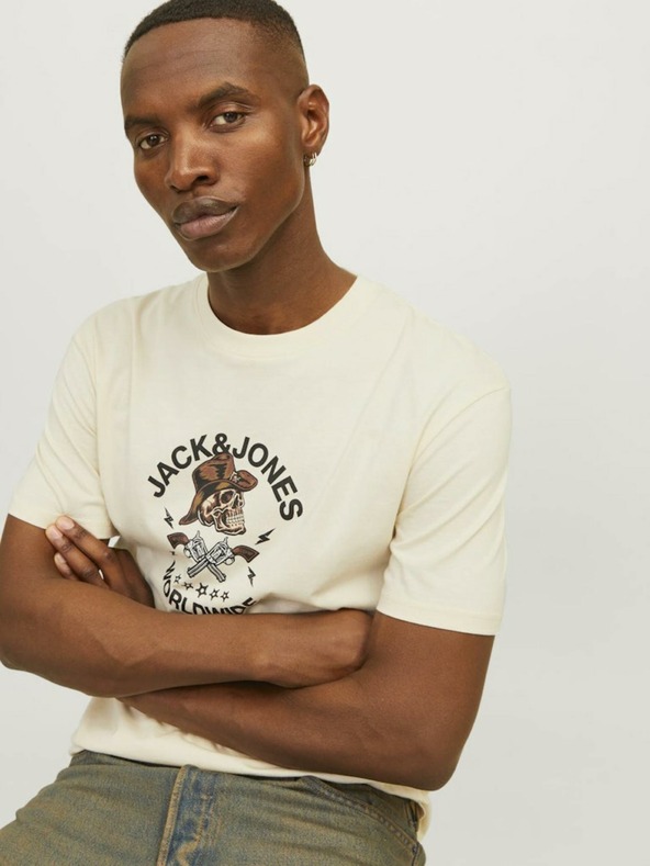 Jack & Jones Jack & Jones Seven Cream ανδρικό μπλουζάκι