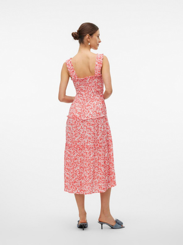 Vero Moda Κόκκινο και λευκό μίντι φόρεμα Vero Moda Menny