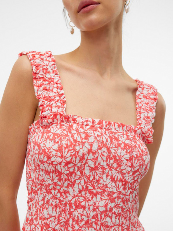 Vero Moda Κόκκινο και λευκό μίντι φόρεμα Vero Moda Menny