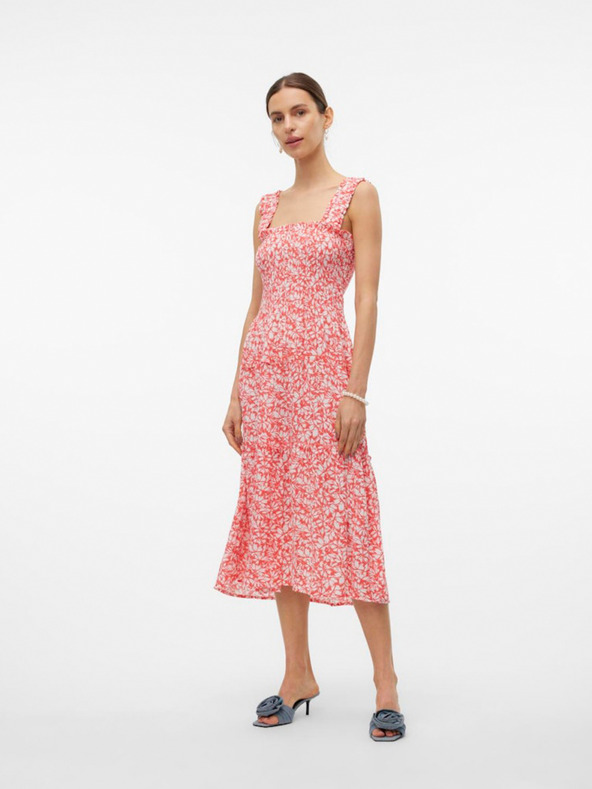 Vero Moda Κόκκινο και λευκό μίντι φόρεμα Vero Moda Menny