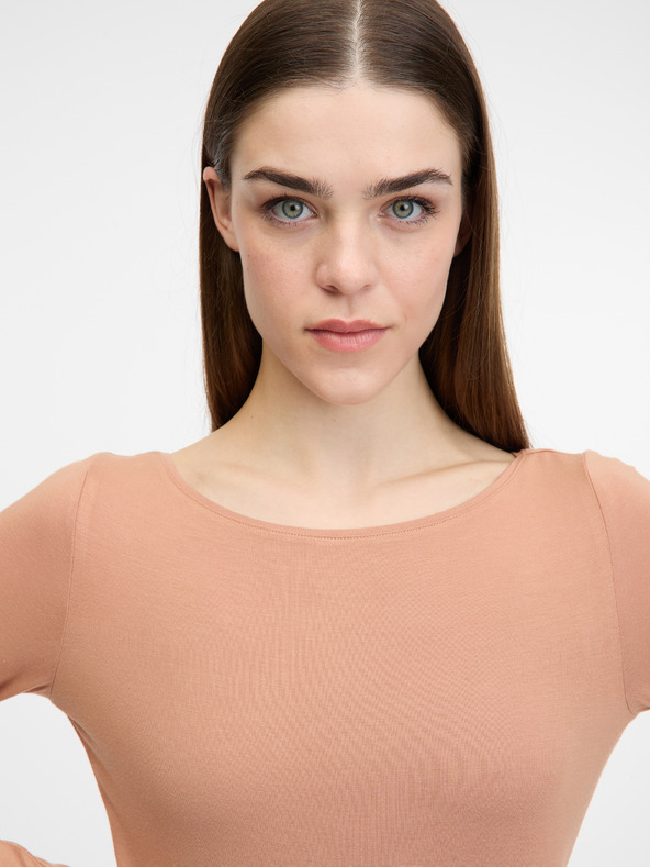 Orsay Γυναικείο μακρυμάνικο μπλουζάκι ORSAY σε ανοιχτό καφέ χρώμα