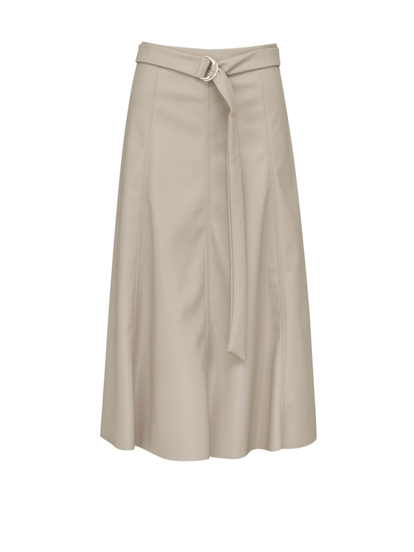 Orsay Μπεζ γυναικεία μίντι φούστα από δερματίνη ORSAY