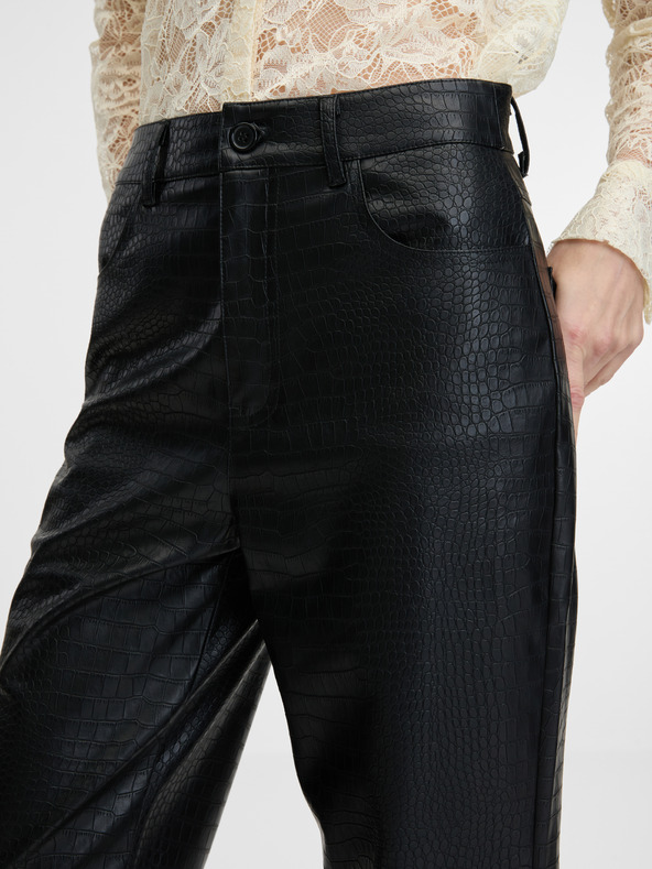 Orsay Μαύρο γυναικείο δερματίνινο παντελόνι ORSAY