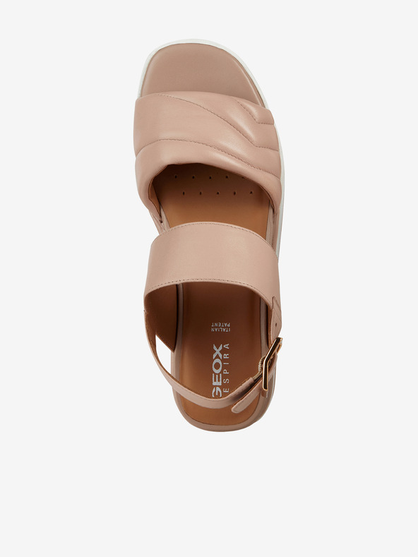 Geox Παλιά ροζ γυναικεία δερμάτινα σφηνοειδή σανδάλια Geox Rosita