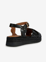 Geox Μαύρα γυναικεία δερμάτινα σανδάλια Geox Eolie