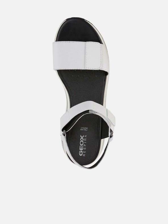 Geox Μαύρα-λευκά γυναικεία δερμάτινα σανδάλια με πλατφόρμα Geox Kency