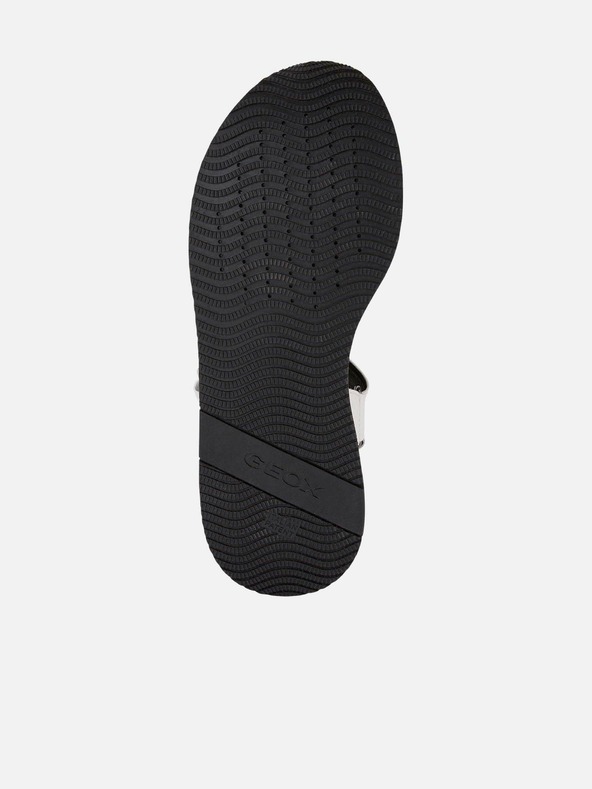 Geox Μαύρα-λευκά γυναικεία δερμάτινα σανδάλια με πλατφόρμα Geox Kency