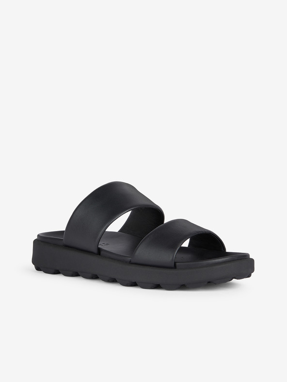 Geox Μαύρες ανδρικές δερμάτινες παντόφλες Geox Spherica