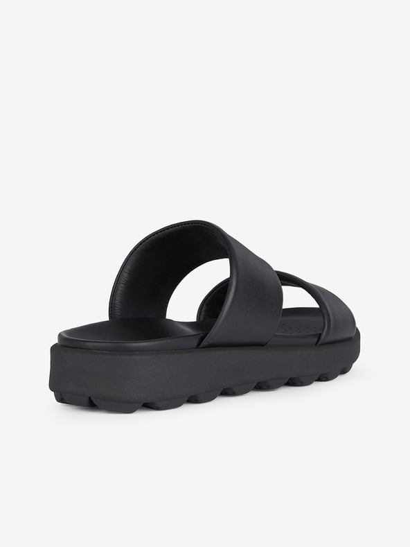 Geox Μαύρες ανδρικές δερμάτινες παντόφλες Geox Spherica