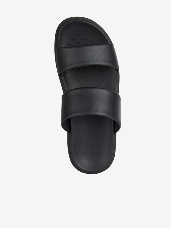 Geox Μαύρες ανδρικές δερμάτινες παντόφλες Geox Spherica