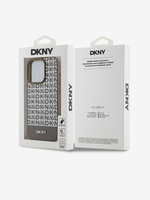 DKNY PU Leather Repeat Pattern Bottom Stripe MagSafe Back Cover για iPhone 15 Pro Max Brown DKNY