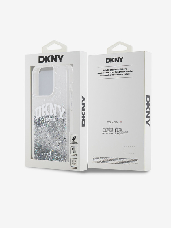 DKNY Κάλυμμα πλάτης Arch Logo Liquid Glitter για iPhone 14 Pro Διαφανές DKNY
