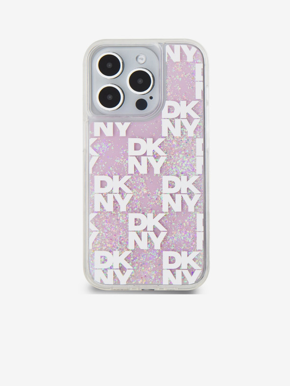 DKNY Κάλυμμα πλάτης μοτίβου με υγρά glitter για iPhone 15 Pro ροζ DKNY