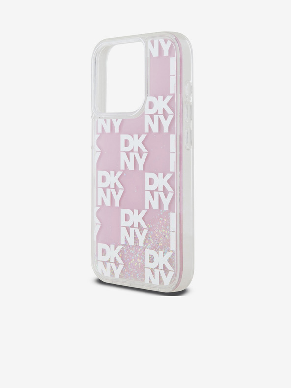 DKNY Κάλυμμα πλάτης μοτίβου με υγρά glitter για iPhone 15 Pro ροζ DKNY