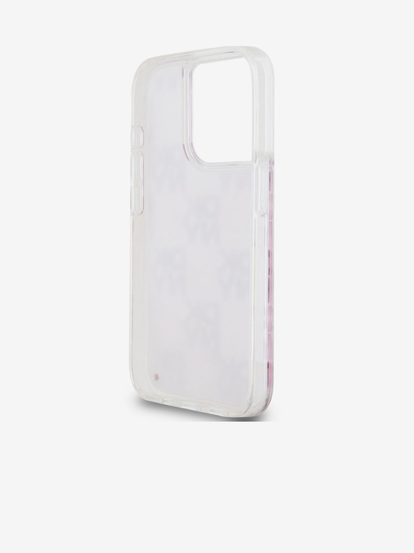 DKNY Κάλυμμα πλάτης μοτίβου με υγρά glitter για iPhone 15 Pro ροζ DKNY
