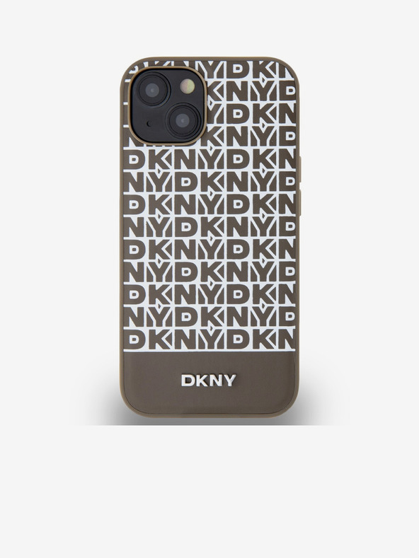 DKNY PU Leather Repeat Pattern Bottom Stripe MagSafe Back Cover για iPhone 14 Brown DKNY