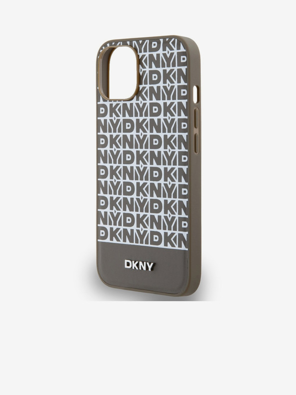 DKNY PU Leather Repeat Pattern Bottom Stripe MagSafe Back Cover για iPhone 14 Brown DKNY