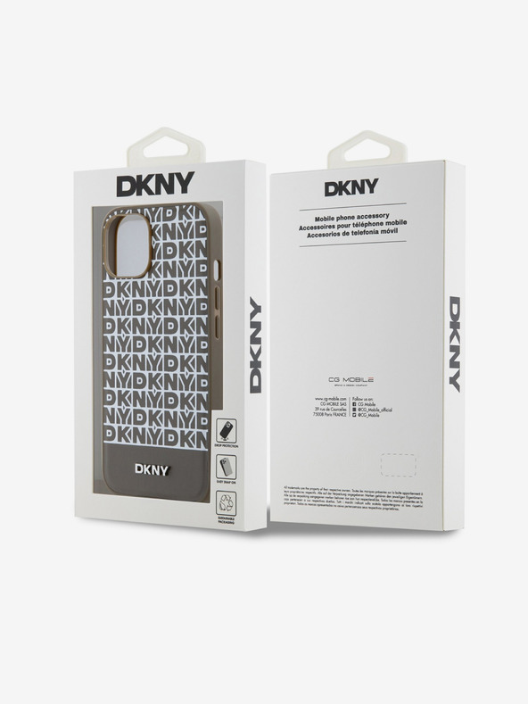 DKNY PU Leather Repeat Pattern Bottom Stripe MagSafe Back Cover για iPhone 14 Brown DKNY