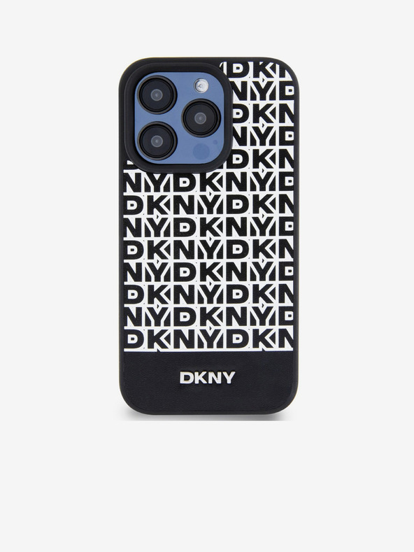 DKNY PU Leather Repeat Pattern Bottom Stripe MagSafe Back Cover για iPhone 15 Pro Max Black DKNY