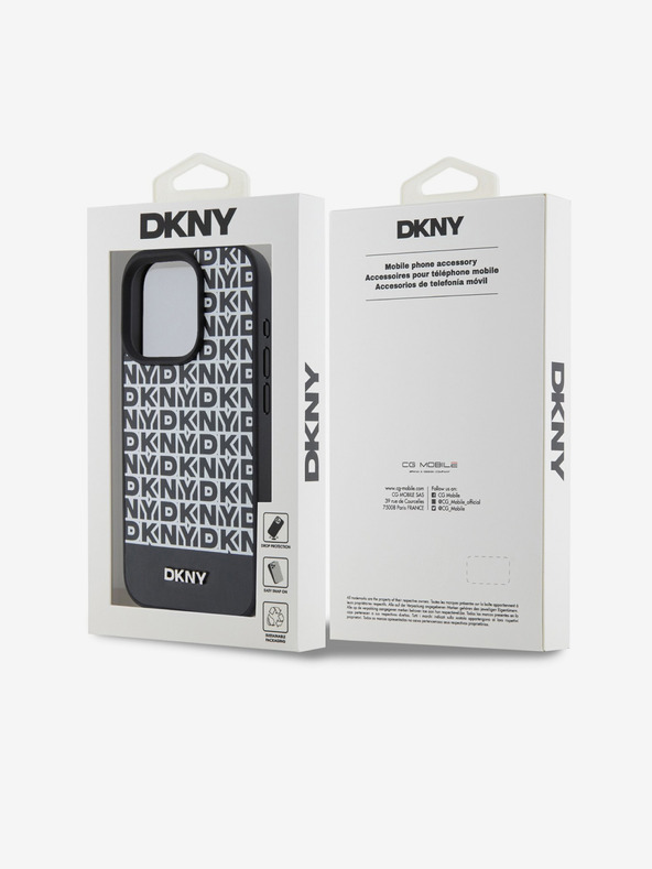 DKNY PU Leather Repeat Pattern Bottom Stripe MagSafe Back Cover για iPhone 15 Pro Max Black DKNY