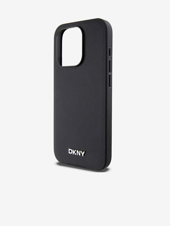 DKNY Πίσω κάλυμμα PU Leather Silver Metal Logo Magsafe για iPhone 15 Pro Μαύρο DKNY