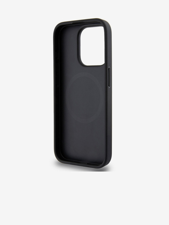 DKNY Πίσω κάλυμμα PU Leather Silver Metal Logo Magsafe για iPhone 15 Pro Μαύρο DKNY