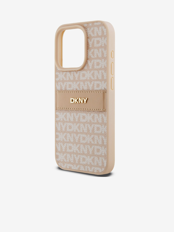DKNY Κάλυμμα PU Leather Repeat Pattern Tonal Stripe Back Cover για iPhone 15 Pro Pink DKNY