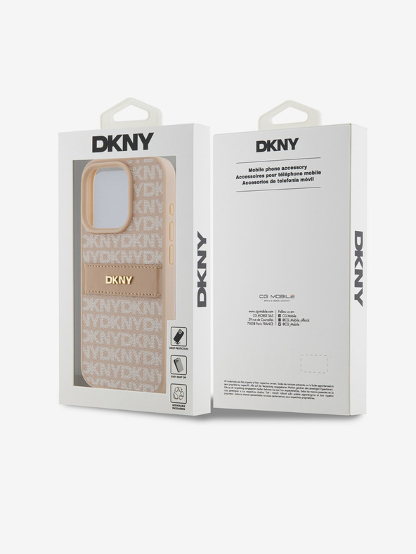 DKNY Κάλυμμα PU Leather Repeat Pattern Tonal Stripe Back Cover για iPhone 15 Pro Pink DKNY