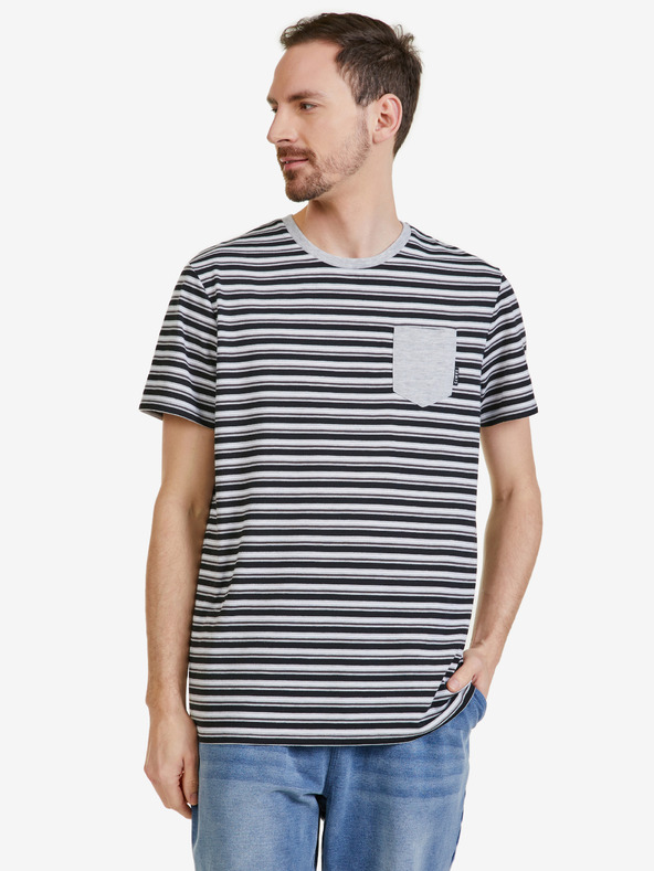 Sam 73 Γκρι ανδρικό ριγέ t-shirt SAM 73 Martin