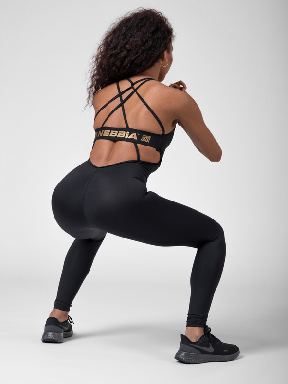 Nebbia Μαύρη γυναικεία ολόσωμη φόρμα NEBBIA INTENSE Χρυσή ολόσωμη φόρμα 595