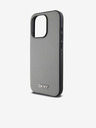 DKNY PU Leather Silver Metal Logo Magsafe Back Cover για iPhone 15 Pro Grey DKNY