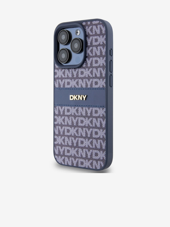 DKNY PU Leather Repeat Pattern Tonal Stripe Back Cover για iPhone 15 Pro Max Blue DKNY