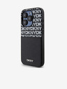 DKNY PU Leather Repeat Pattern Card Pocket Back Cover for iPhone 15 Pro Black DKNY
