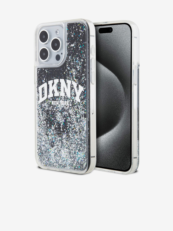 DKNY Κάλυμμα πλάτης Arch Logo Liquid Glitter για iPhone 15 Pro Max Μαύρο DKNY