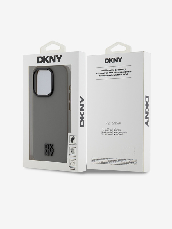 DKNY PU Leather Stack Logo Magsafe Back Cover για iPhone 15 Pro Grey DKNY